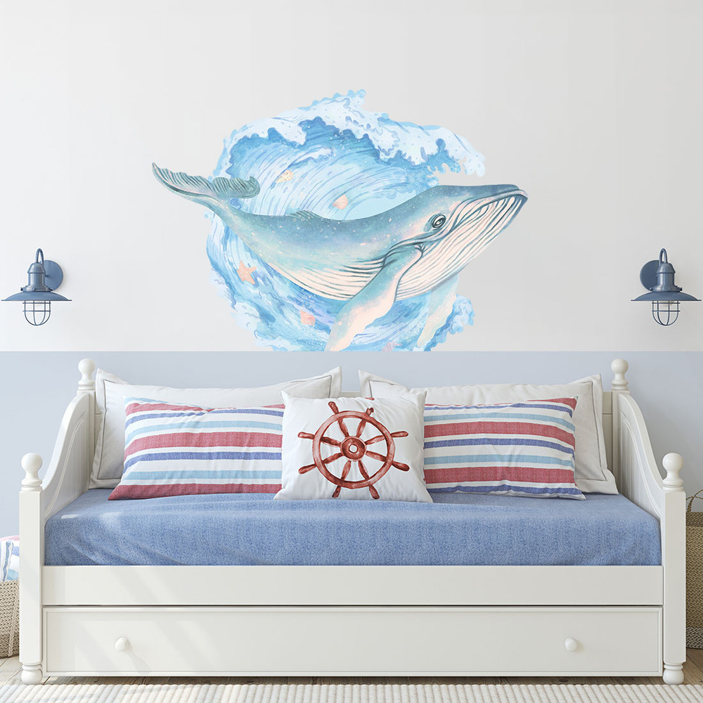 Wal Wandtattoo über Bett