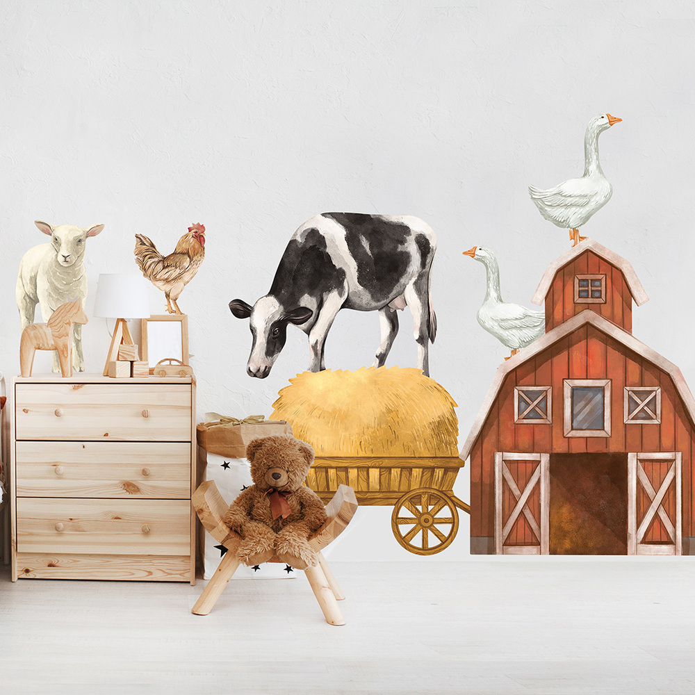 Kinderzimmer dekoriert mit Bauernhoftiere II Sticker