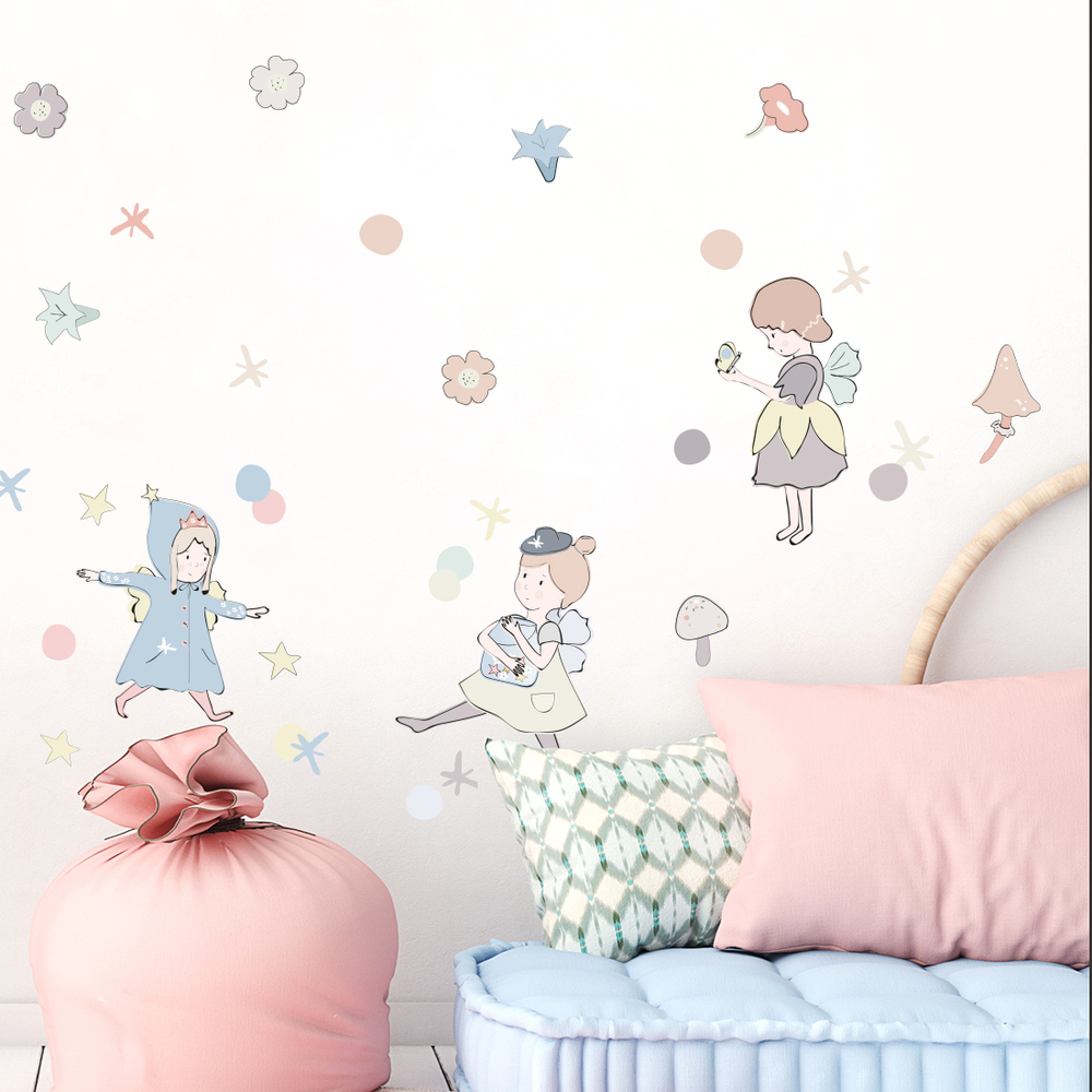 Pastellfeen Wandtattoo an Kinderzimmerwand
