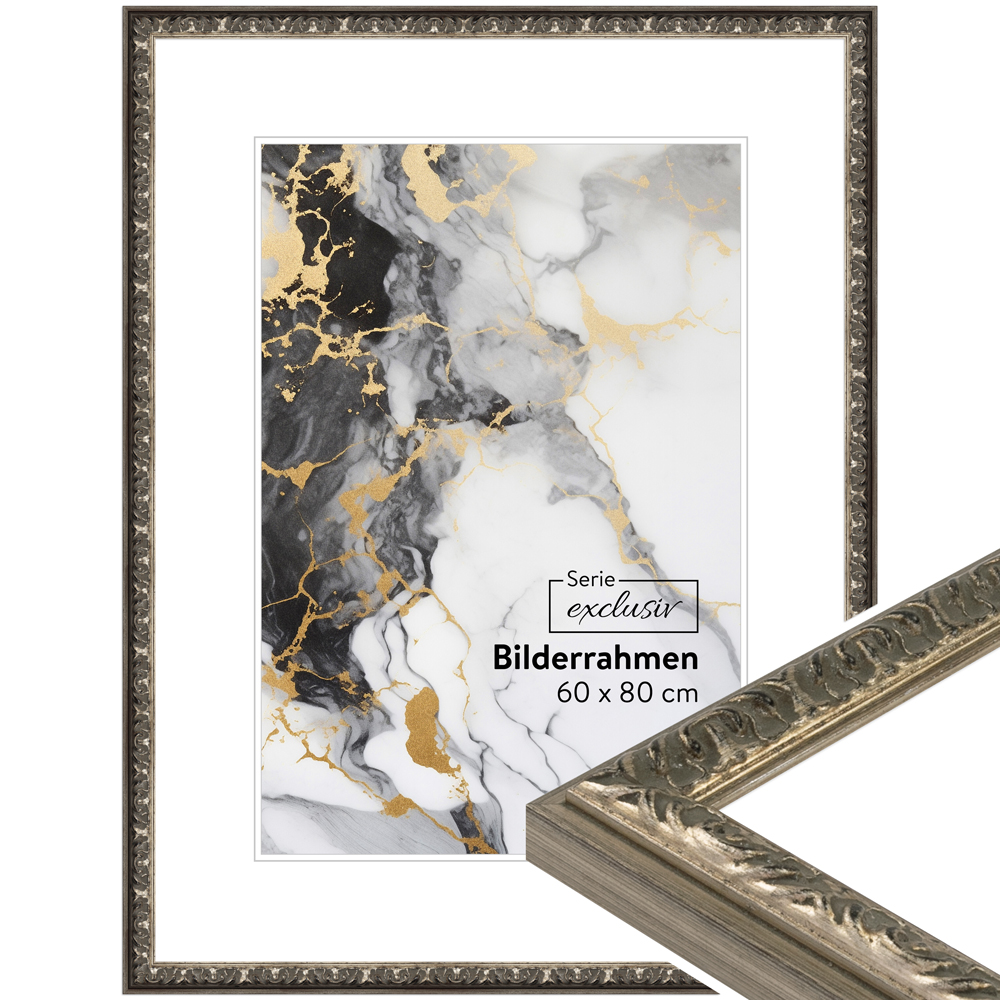 Mende Frames Bilderrahmen E036 Silber 30 x 60 cm aus Holz Made in Germany
