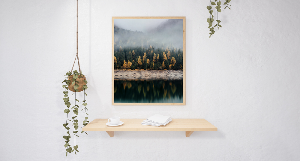 Bilderrahmen Natur Natur Bilderrahmen an einer weißen Wand