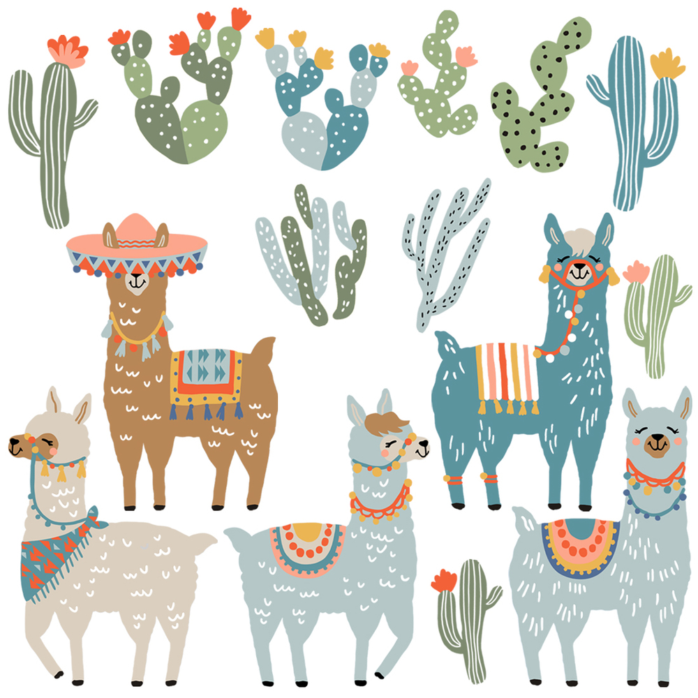 Wandtattoo | braune Lamas