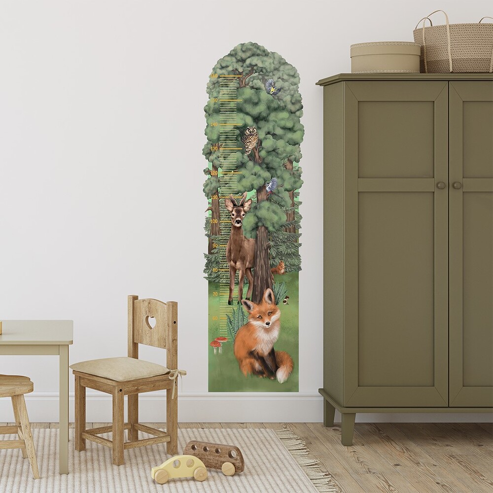 Kinderzimmer dekoriert mit Wald Kindermesslatte Sticker