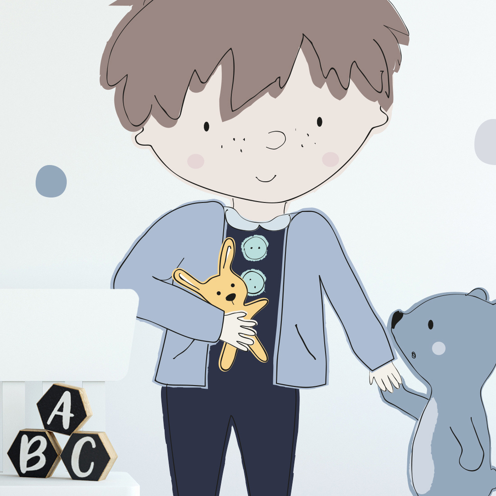 Wandaufkleber Motiv Teddy Blau