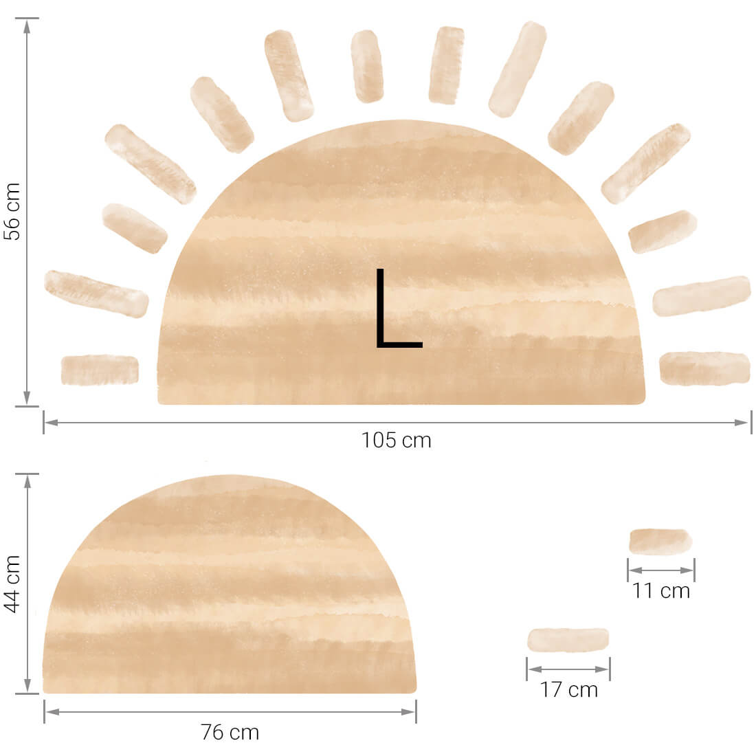 Größenabmessung Sonne Beige L Wandtattoo