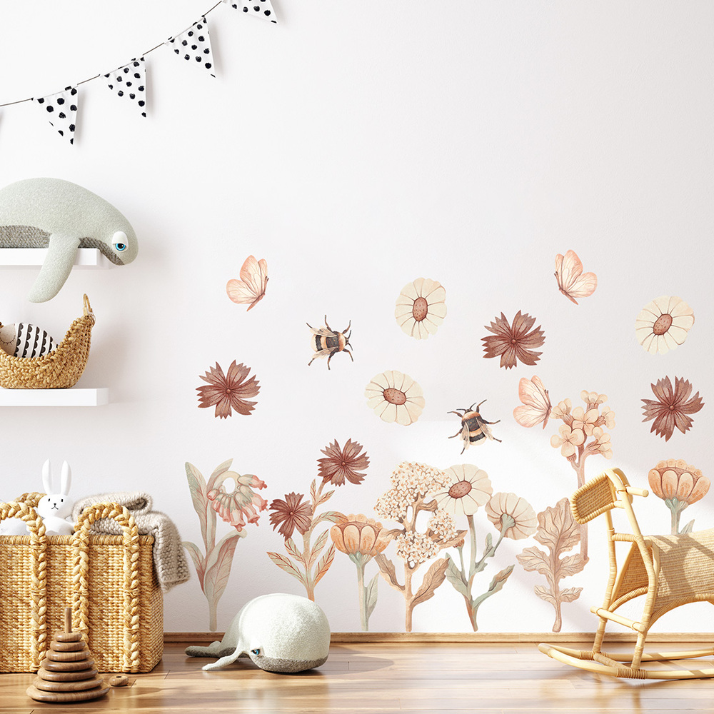Blumen Boho-Set II Wandtattoo an Kinderzimmerwand