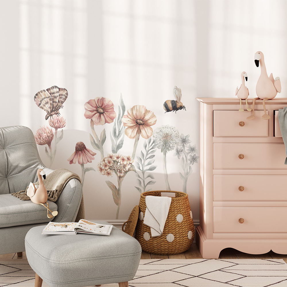Wildblumen-Set I Wandtattoo an Kinderzimmerwand