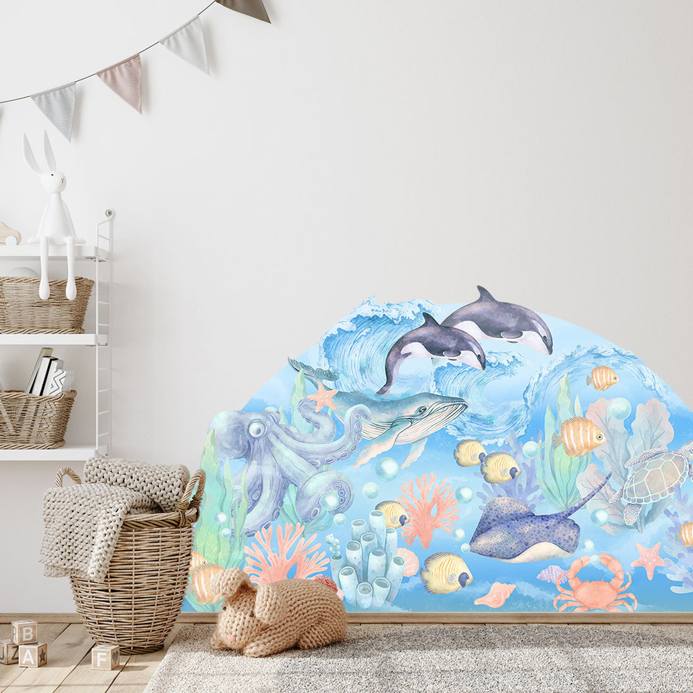 Kinderzimmer dekoriert mit Unterwasserwelt Sticker