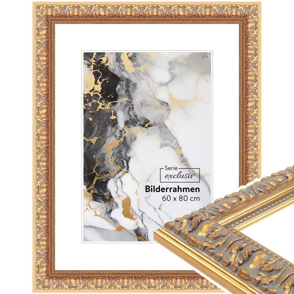 Mende Frames Bilderrahmen E041 Gold 50 x 100 cm aus Holz Made in Germany