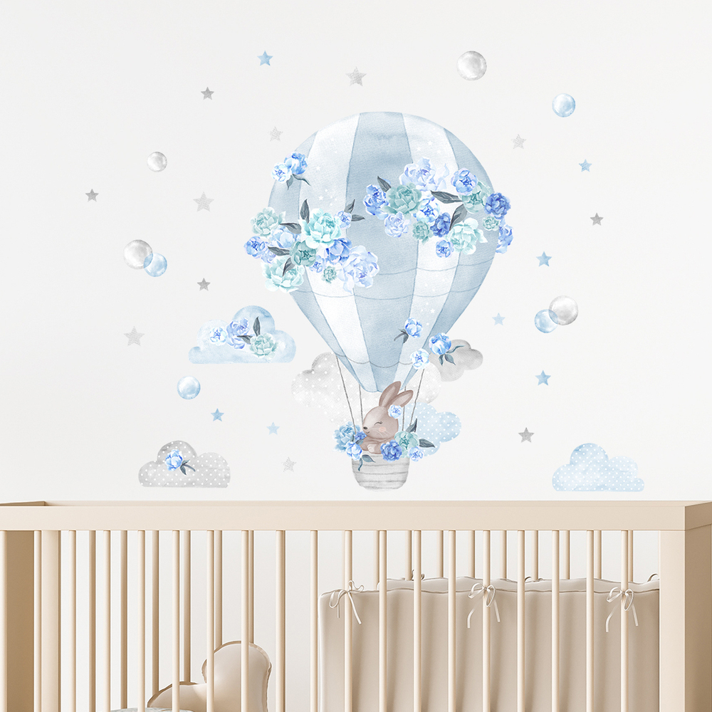 blaues Ballon Wandtattoo an Kinderzimmerwand