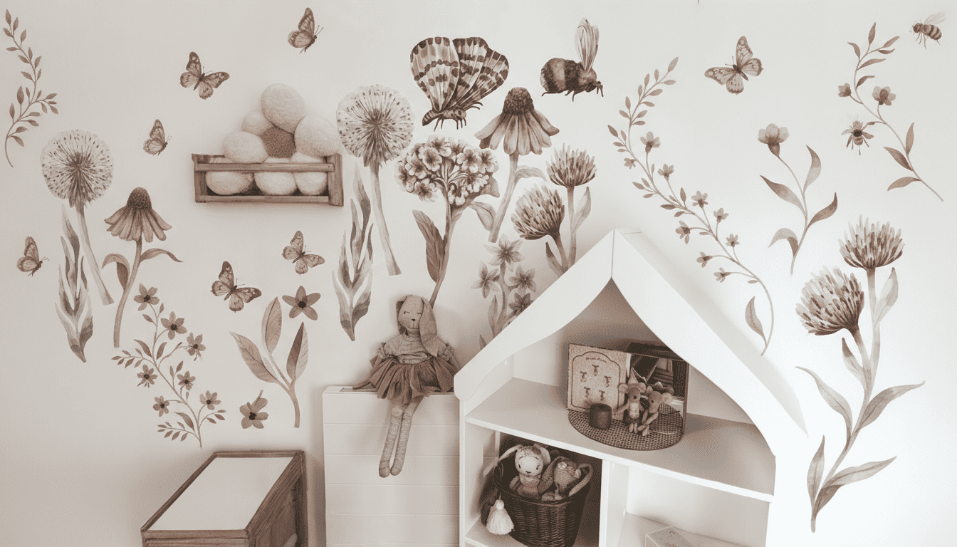 Blumen Wandtattoos Beige Blumen als Kinderzimmer Wandtattoos