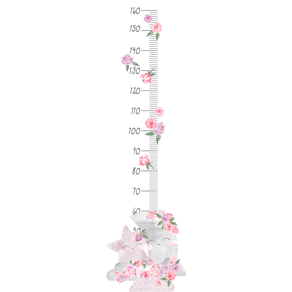 Wandtattoo einer pinken Mond Kindermesslatte