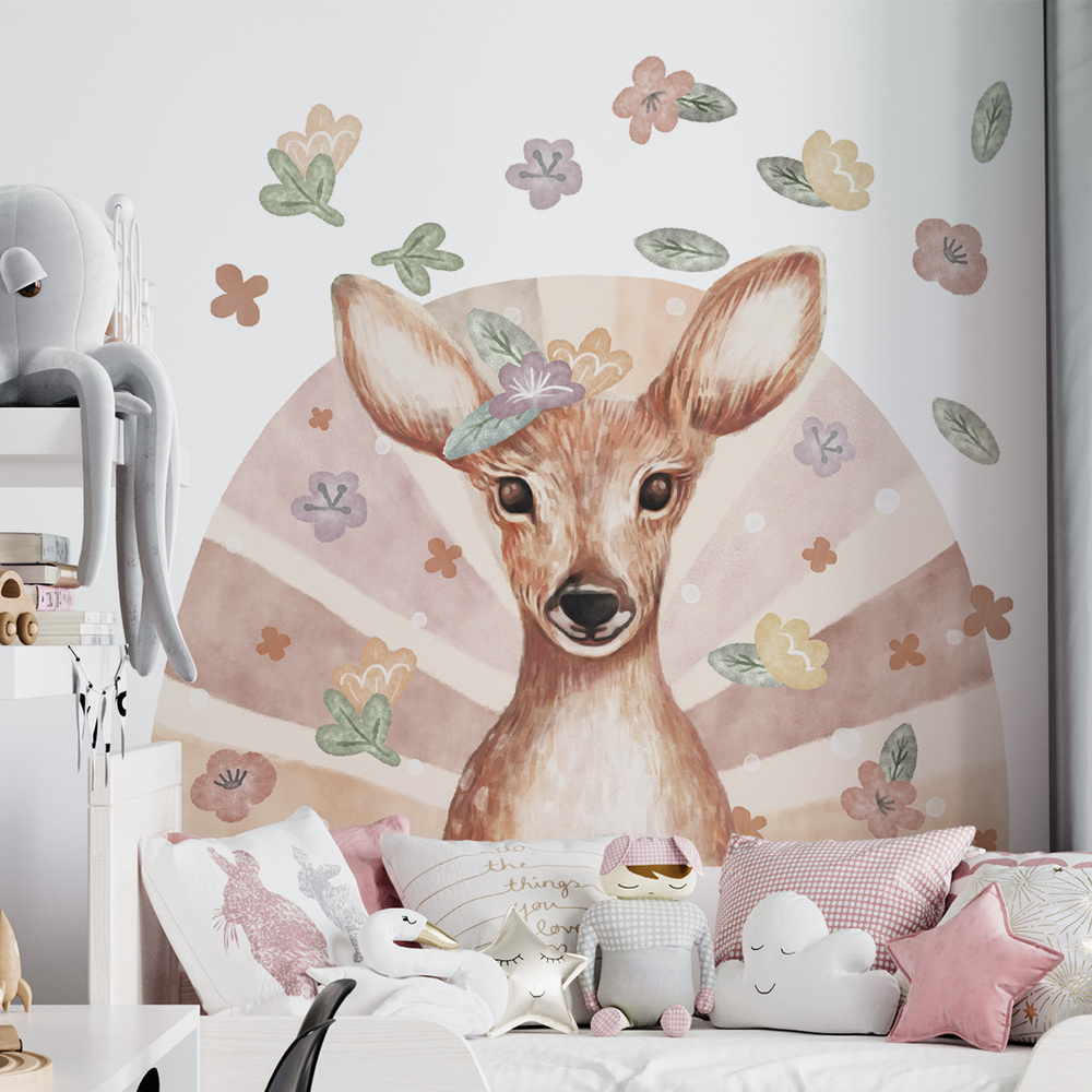Wandaufkleber Reh Kinderzimmer dekoriert mit Reh Sticker