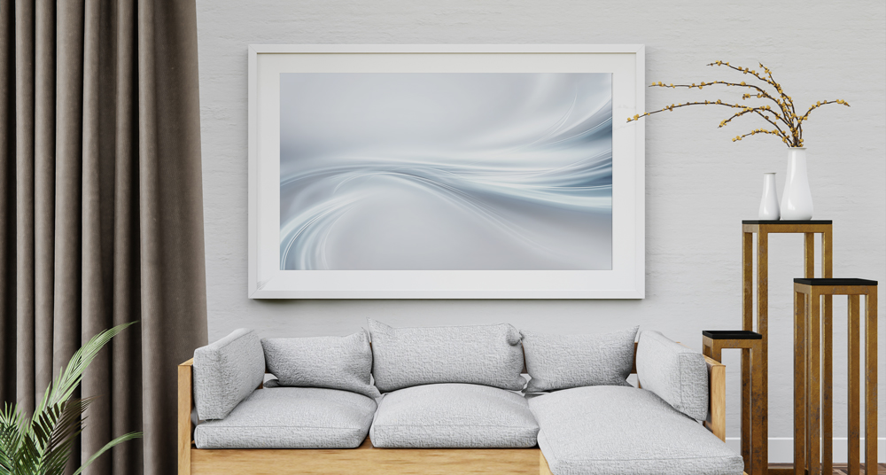 100x150 querformat Bilderrahmen weißer XXL Bilderrahmen in Wohnzimmer