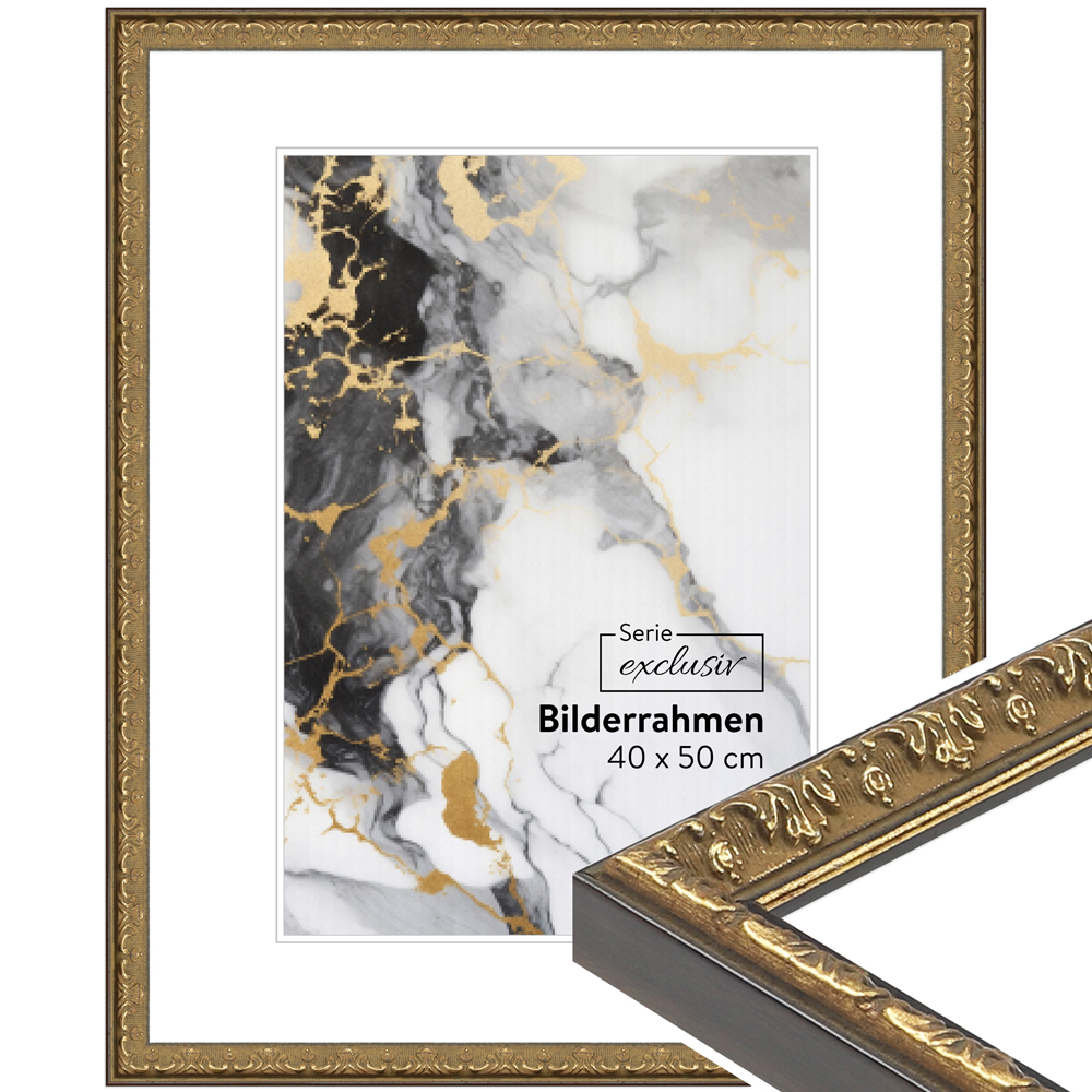 Rahmen E006 Gold 30 x 40 Normalglas 