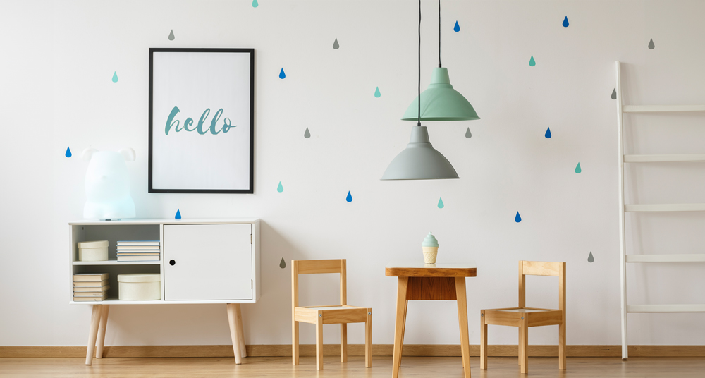 farbiges Kinderzimmer Kinderzimmer mit Dekoration in türkis