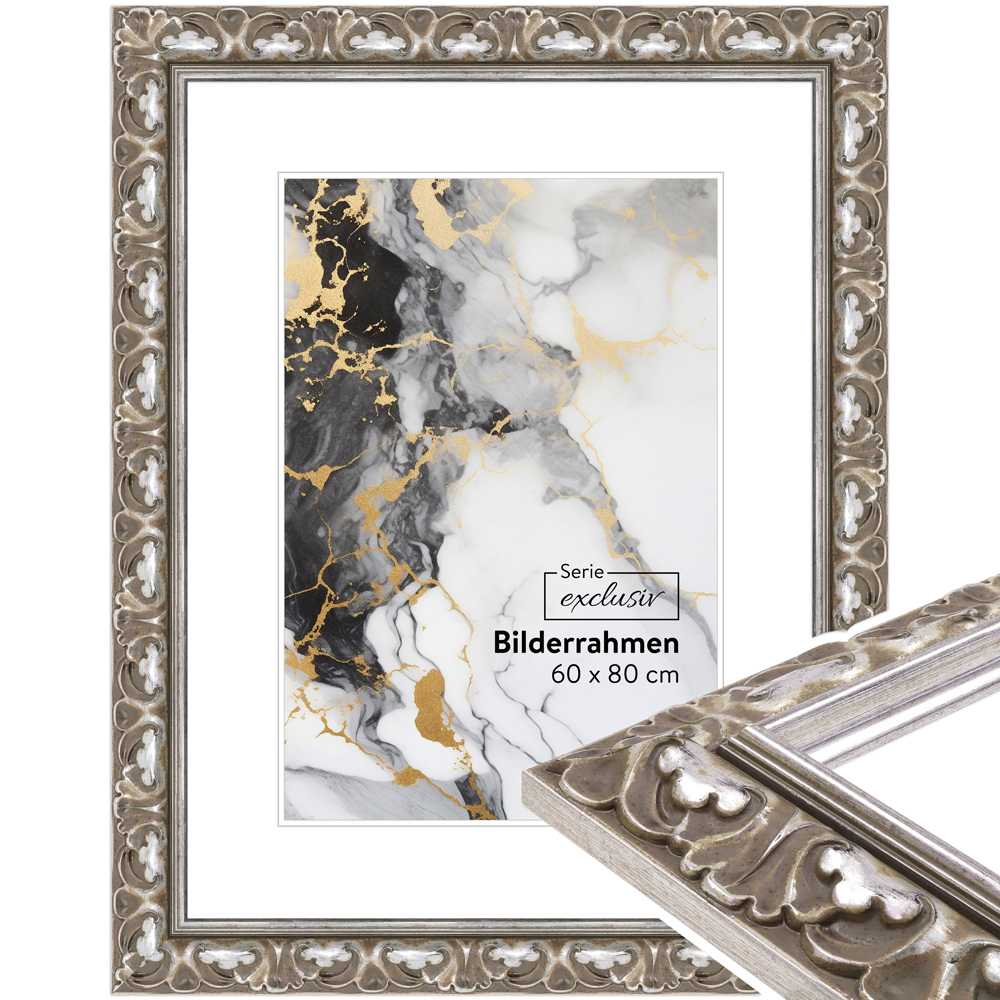 Mende Frames Bilderrahmen E043 Silber 70 x 70 cm aus Holz Made in Germany