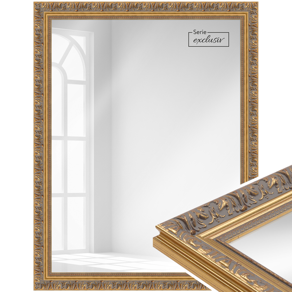 Mende Frames Wandspiegel E042 Gold 30 x 40 cm aus Holz Made in Germany