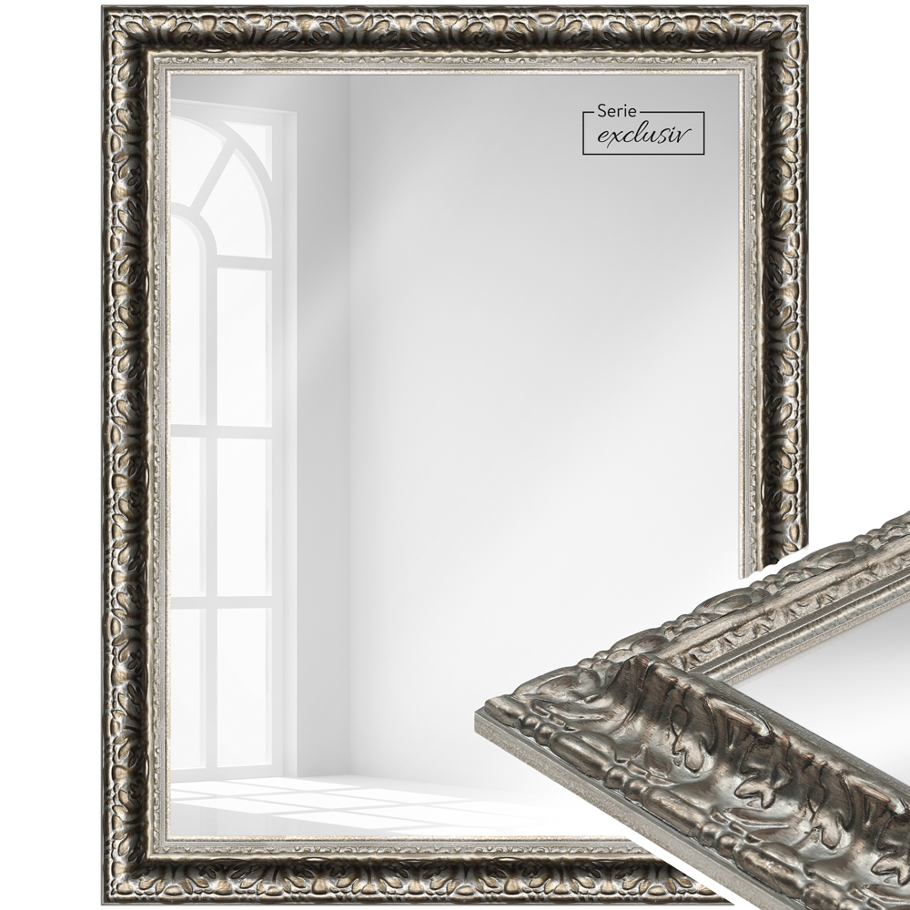 Mende Frames Wandspiegel E035 Silber 70 x 100 cm aus Holz Made in Germany