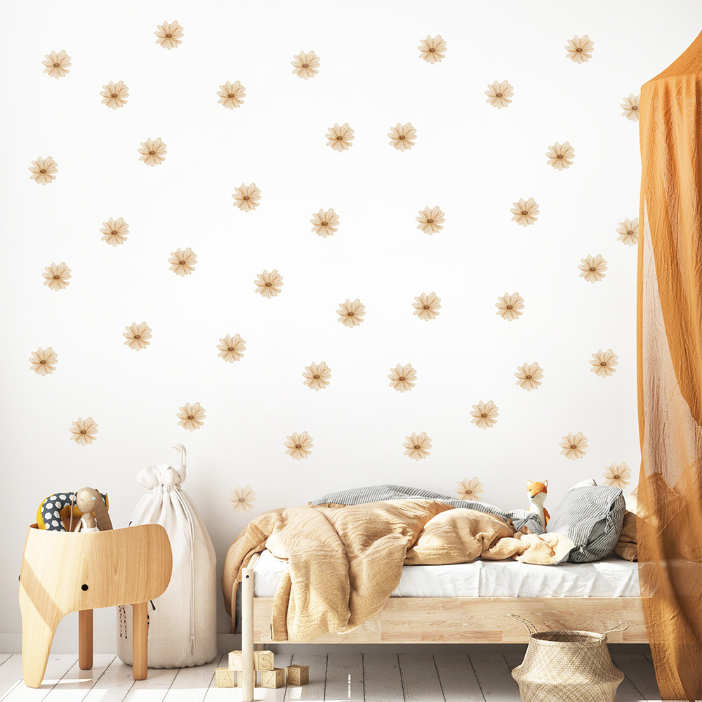 Gänseblümchen Boho Wandtattoo an Kinderzimmerwand