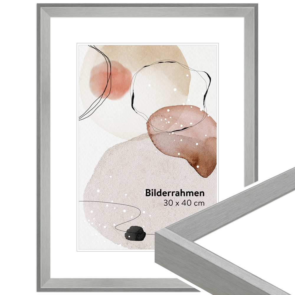 Mende Frames Bilderrahmen H790 Silber 50 x 60 cm aus Holz Made in Germany