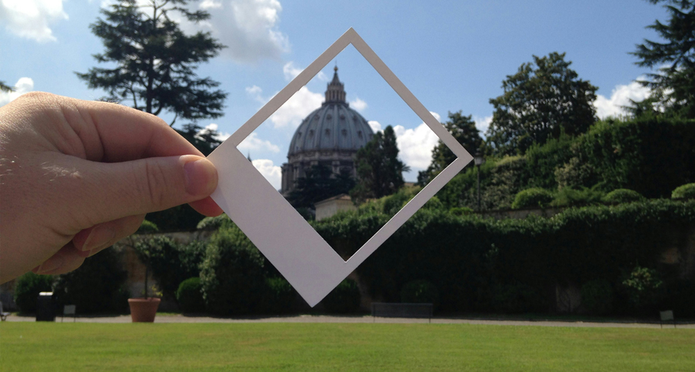 Polaroid Ausschnitt als Bildrand weißer Polaroid Rand wird als Rahmen verwendet