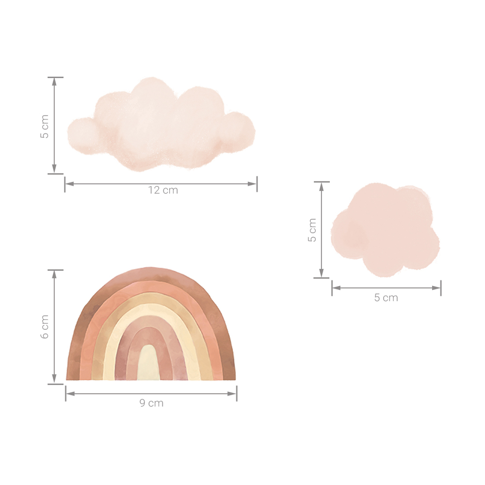 Größenabmessung Mini Regenbögen Beige Wandtattoo