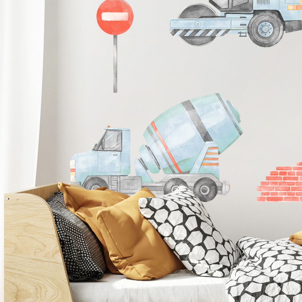Wandaufkleber Motiv blaues Baustellen-Set I