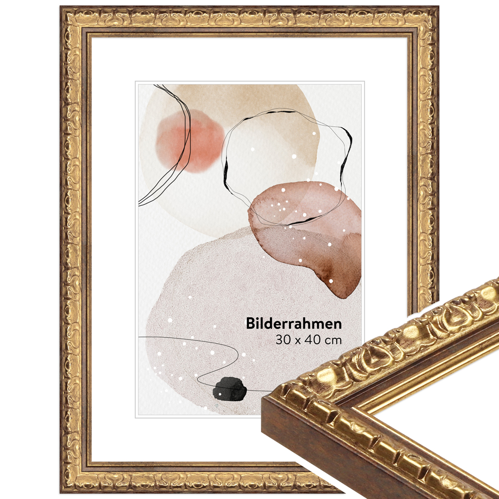 Mende Frames Bilderrahmen H215 Gold 20 x 30 cm aus Kunststoff Made in Germany