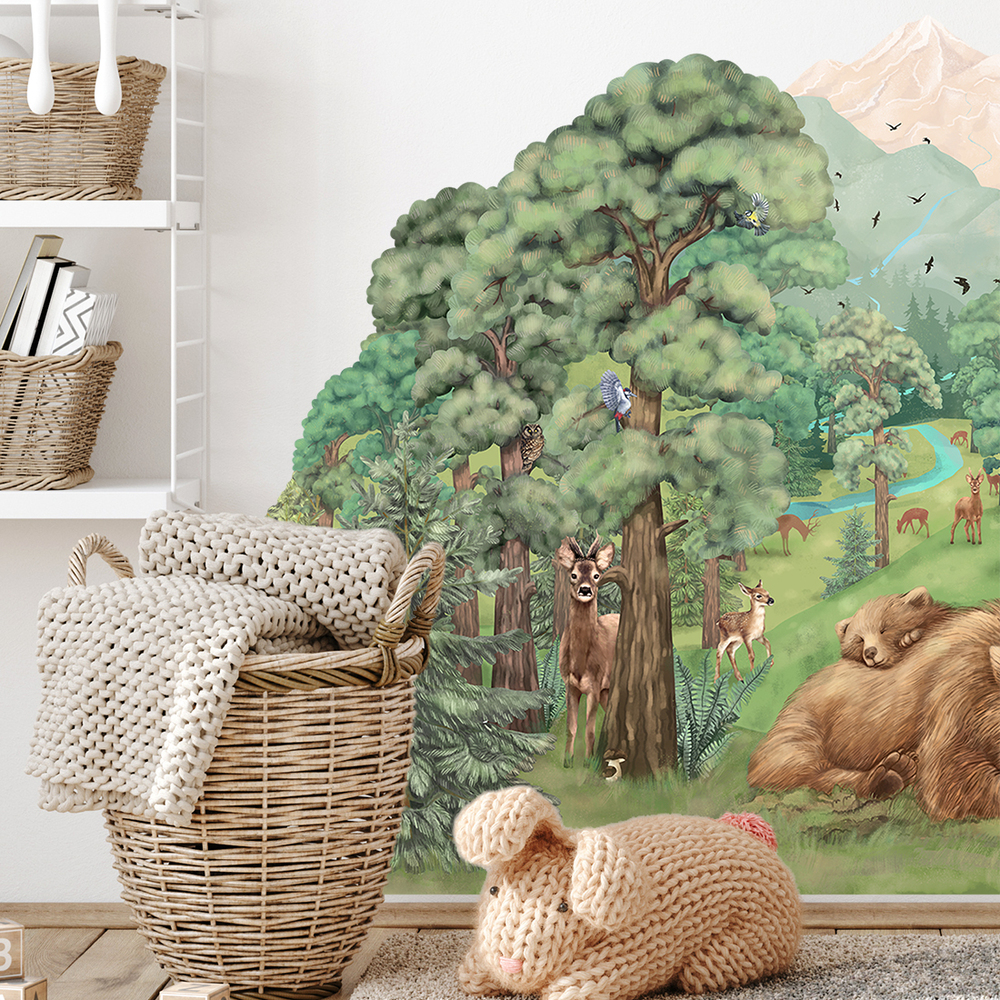Wand dekoriert mit Wald Wandsticker