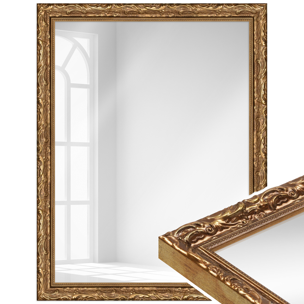 Mende Frames Wandspiegel H530 Gold 15 x 15 cm aus Holz Made in Germany