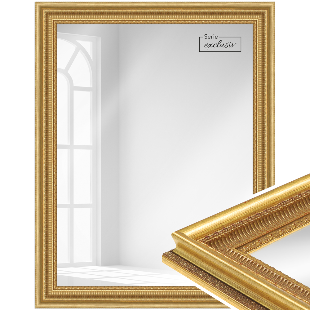Mende Frames Wandspiegel E028 Gold 24 x 30 cm aus Holz Made in Germany