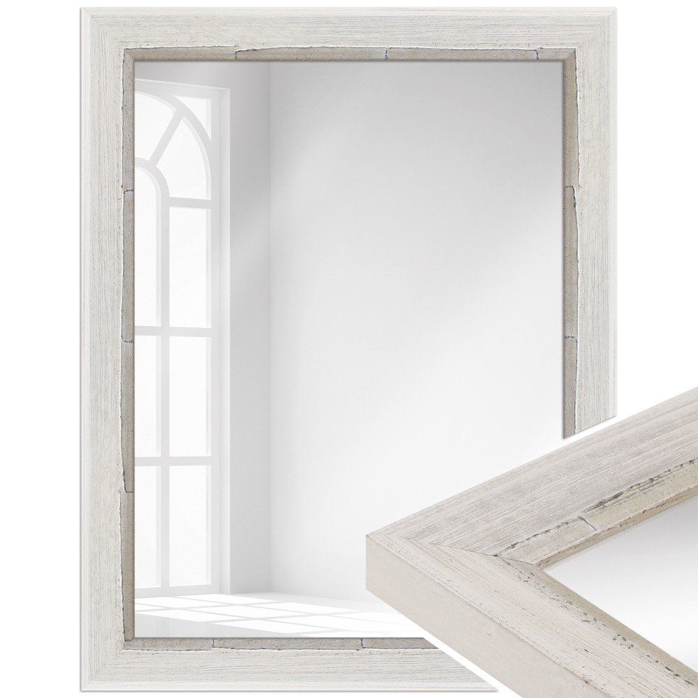 Mende Frames Wandspiegel H640 Weiß 40 x 60 cm aus Holz Made in Germany