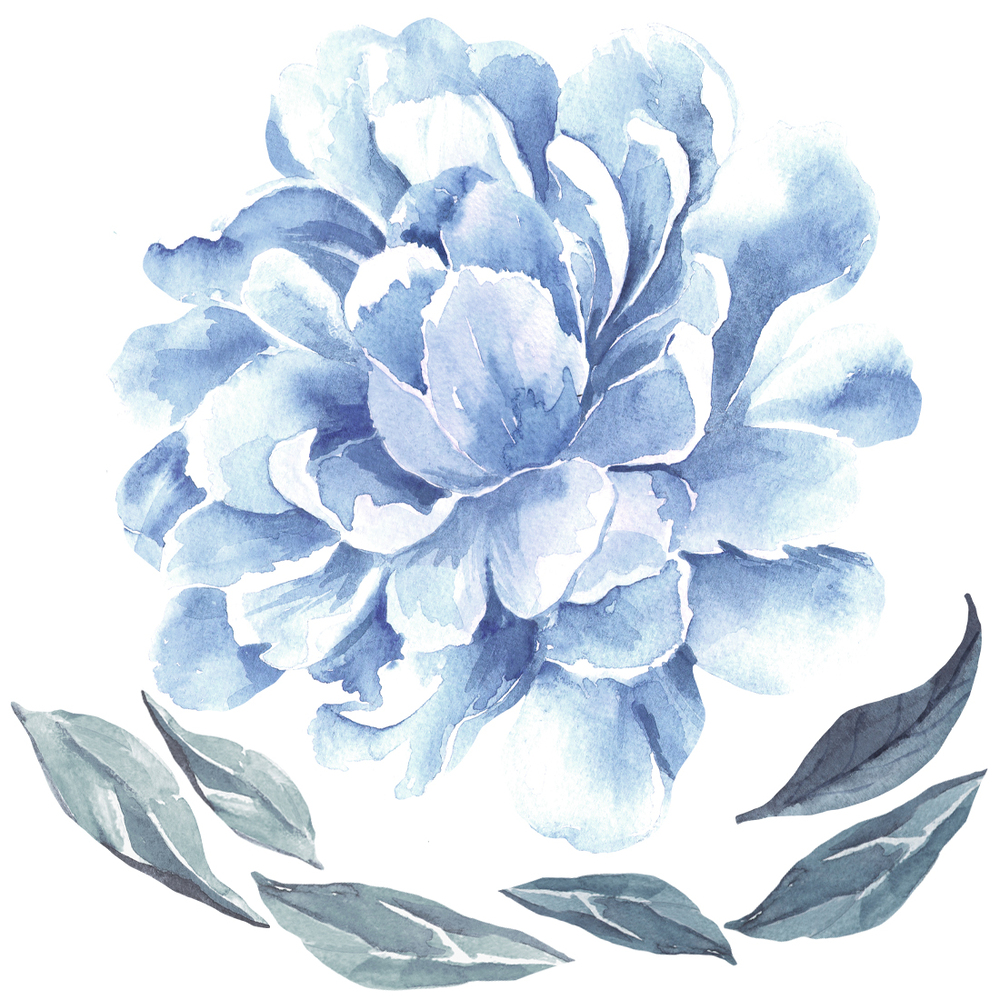 Wandtattoo einer blauen Pfingstrose