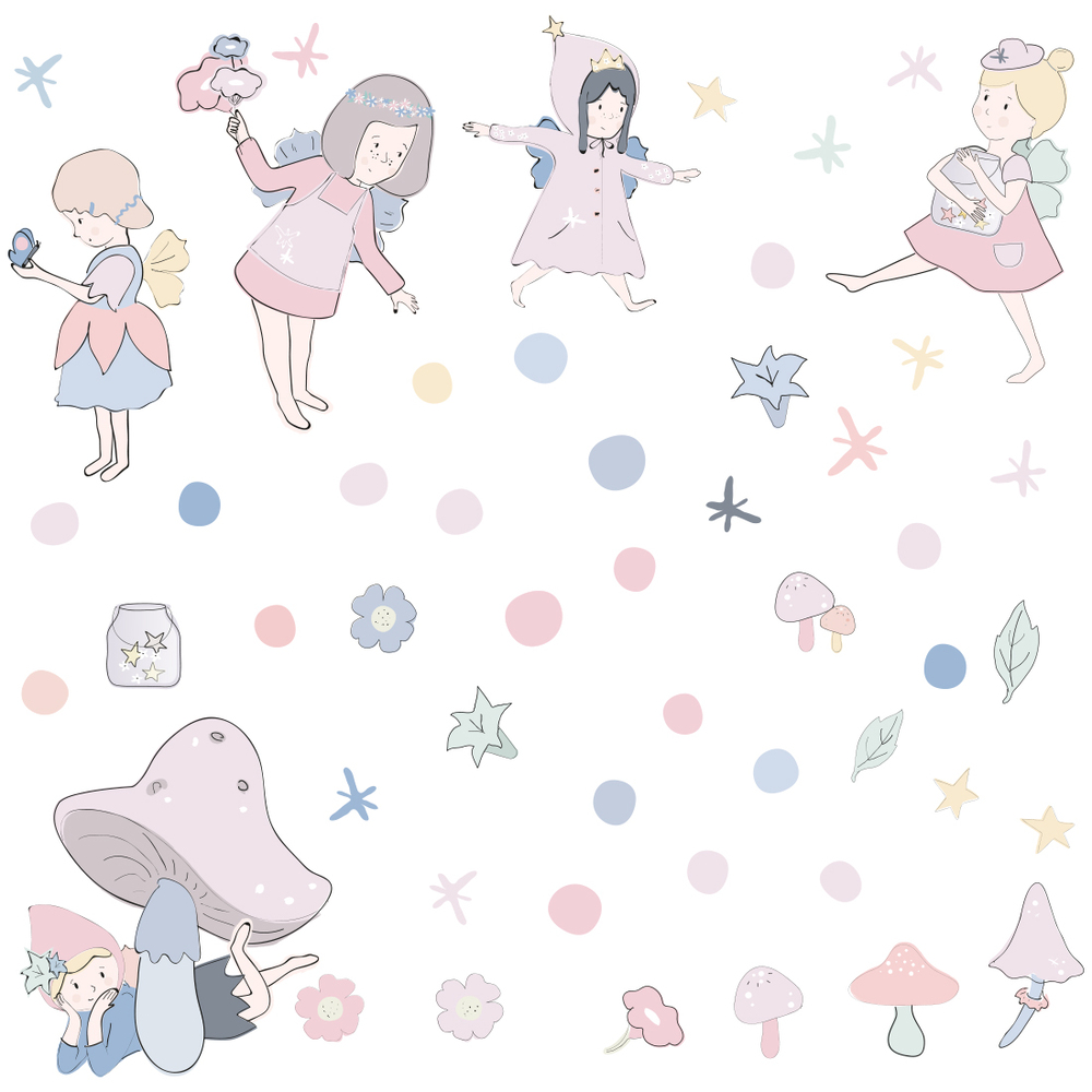 Wandtattoo | rosafarbene Feen