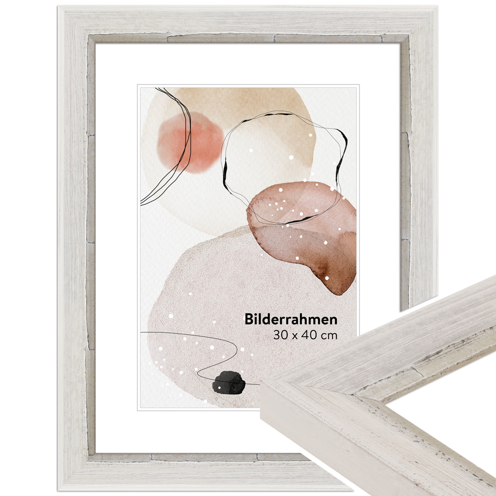 Mende Frames Bilderrahmen H640 Weiß 59,4 x 84,1 cm aus Holz Made in Germany