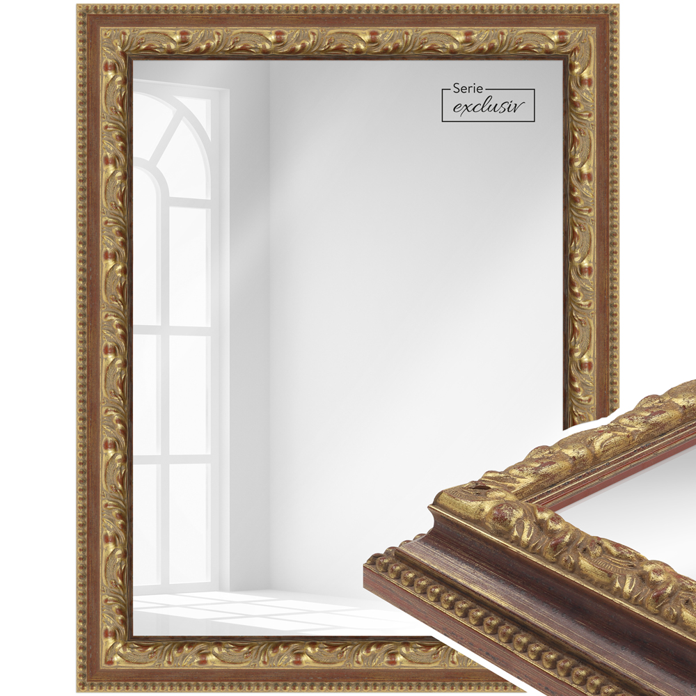 Mende Frames Wandspiegel E015 Gold 30 x 40 cm aus Holz Made in Germany