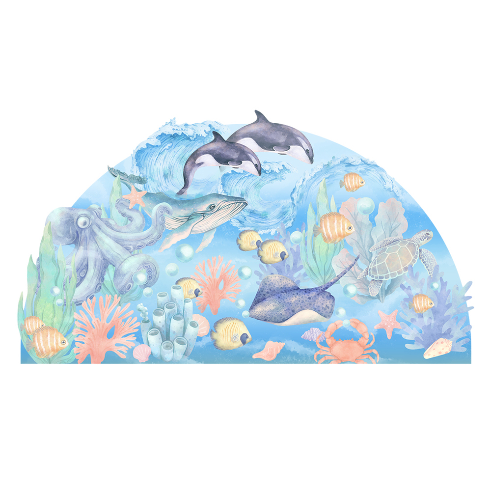 Wandtattoo von Fischen und anderen Tieren