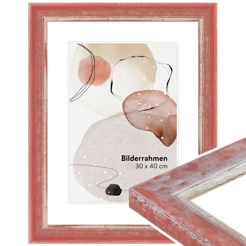 Mende Frames Bilderrahmen H640 Rot 70 x 90 cm aus Holz Made in Germany