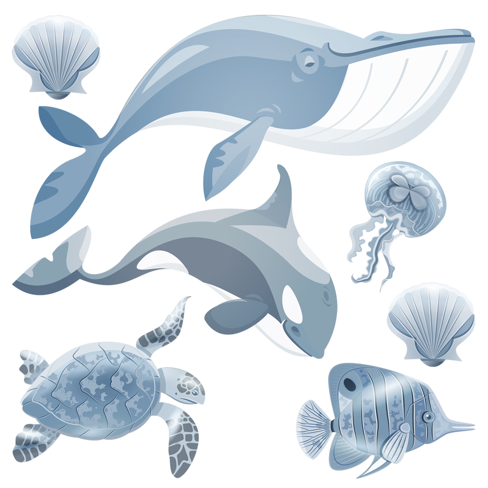 Wandtattoos von Tieren der Unterwasserwelt