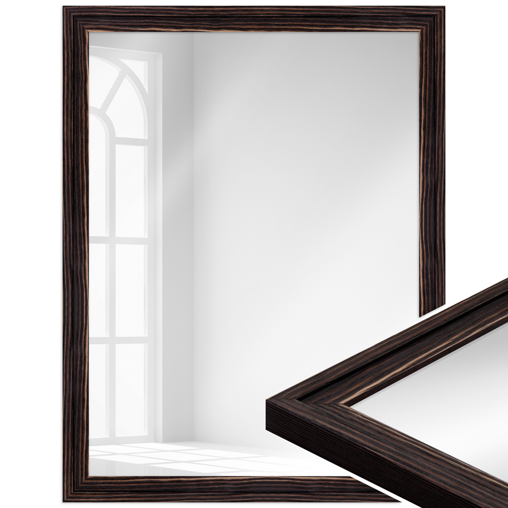 Mende Frames Wandspiegel H025 Schwarz, gemasert 40 x 40 cm aus Holz Made in Germany