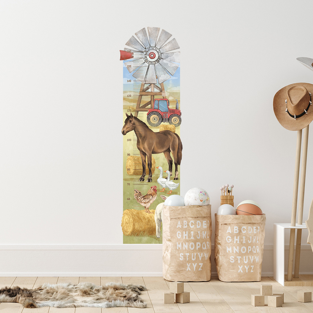Bauernhof Kindermesslatte Wandtattoo an Kinderzimmerwand