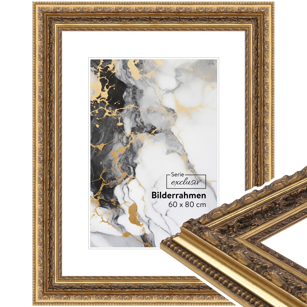 Mende Frames Bilderrahmen E045 Gold 30 x 30 cm aus Holz Made in Germany