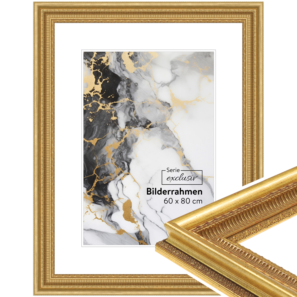 Mende Frames Bilderrahmen E028 Gold 59,4 x 84,1 cm aus Holz Made in Germany