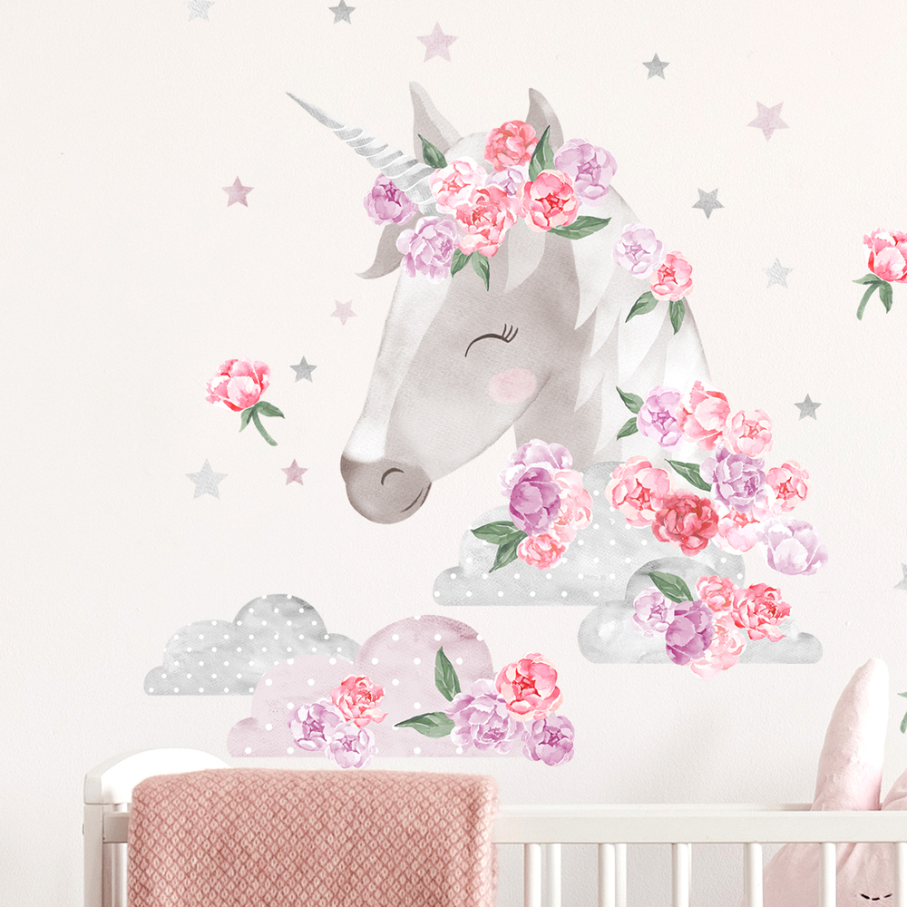 Wandaufkleber Motiv rosafarbenes Einhorn
