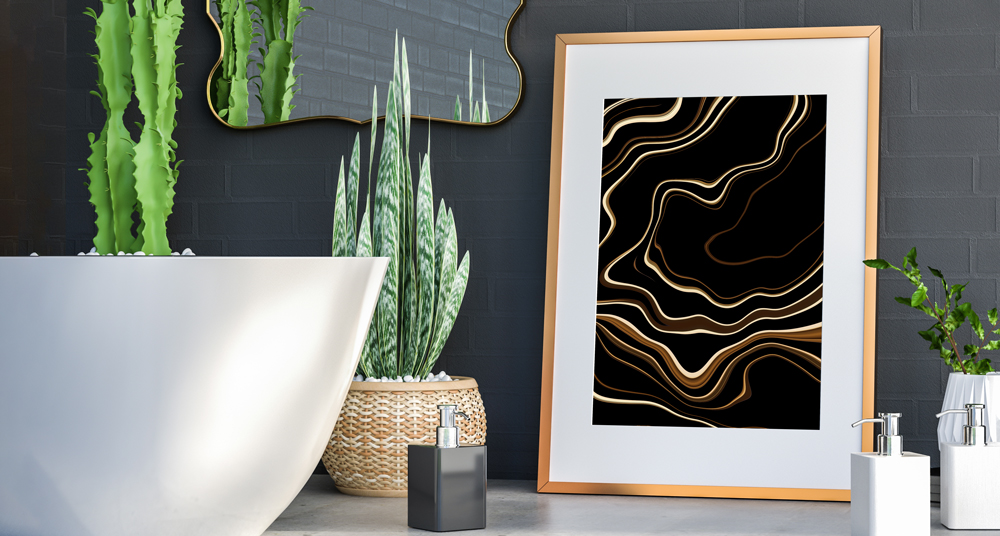 DIN A1 Fotorahmen aus Holz Badezimmer dekoriert mit Holzbilderrahmen