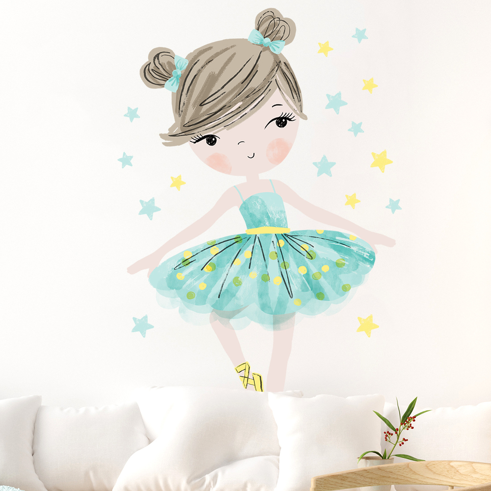 Kinderzimmer dekoriert mit minzfarbenem Ballerina Sticker