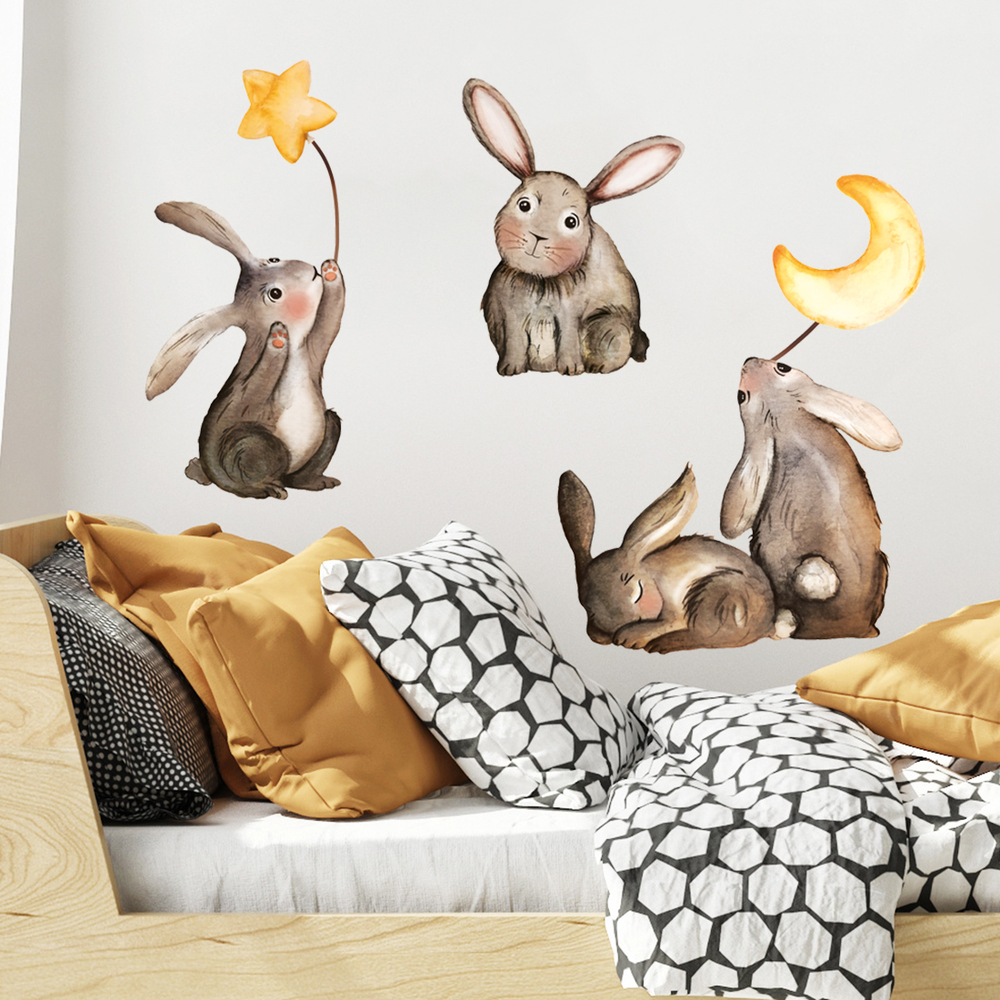 Kinderzimmer dekoriert mit Hasen Sticker