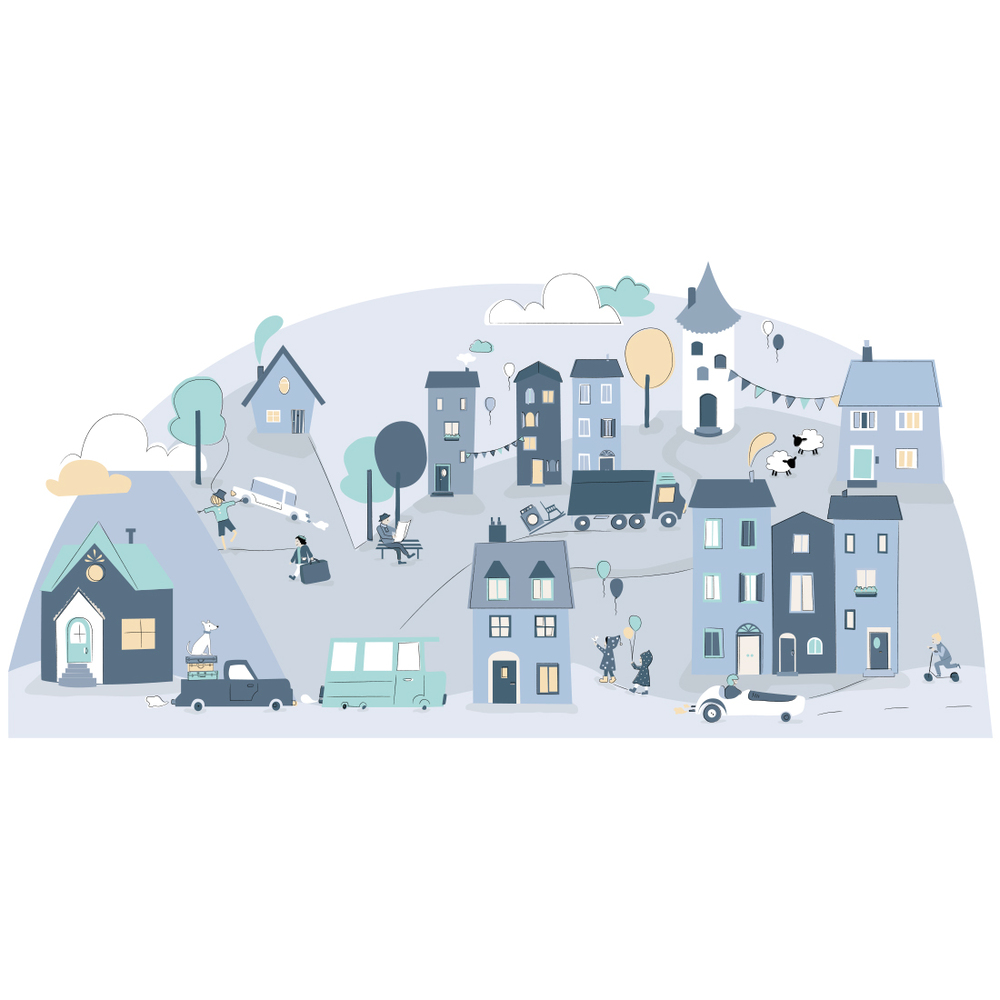 Wandtattoo | Kleinstadt Blau