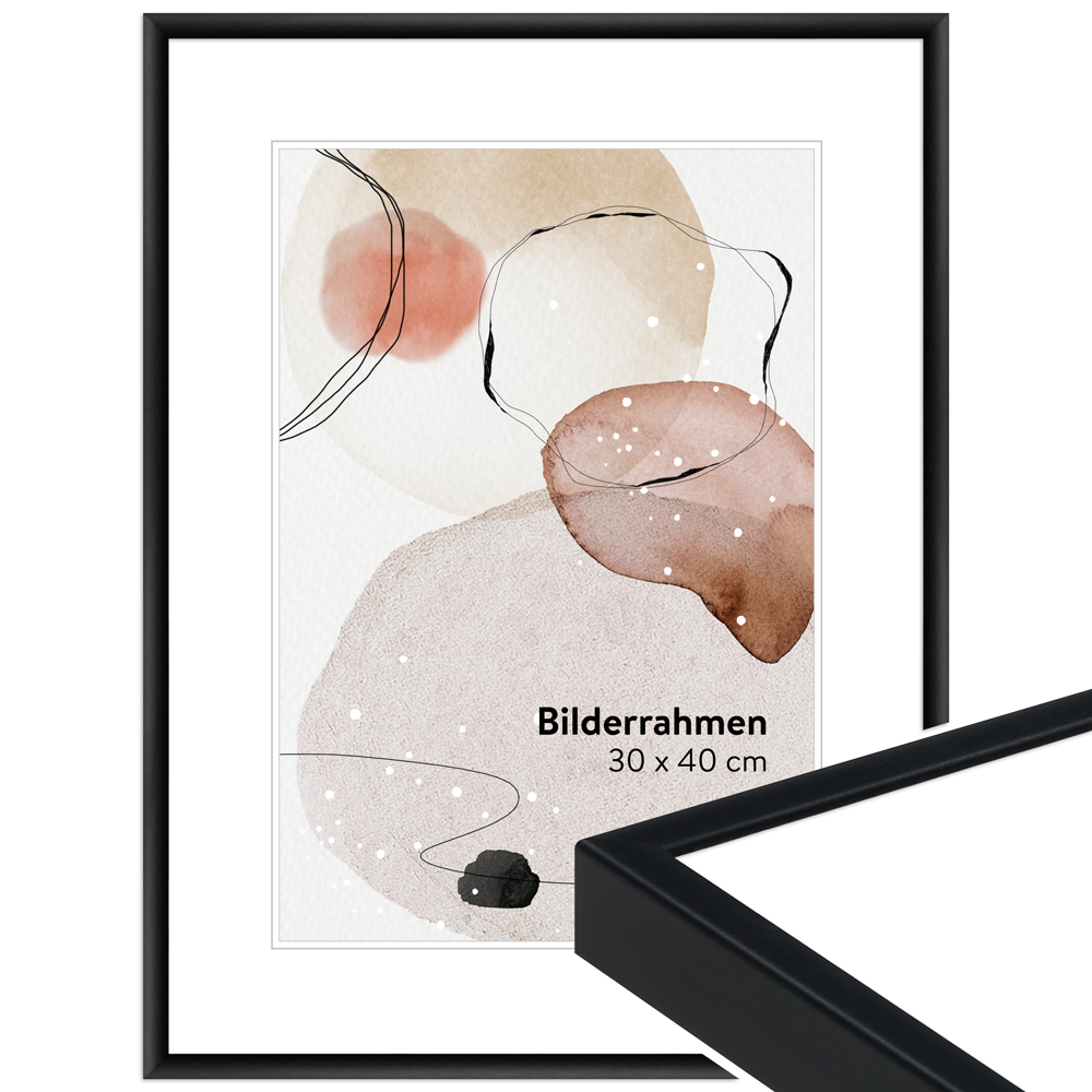 Mende Frames Bilderrahmen H270 Schwarz, matt 30 x 30 cm aus Aluminium Made in Germany